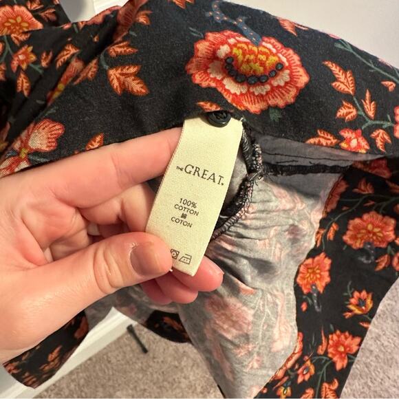 THE GREAT. Long Sleeve Floral Cotton Mini Dress Small - Picture 8 of 12